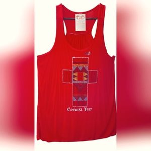 Cowgirl Tuff Rhinestone Cross Red Sports Tank Top, Sizes Medium-1, Large-1, XL-2